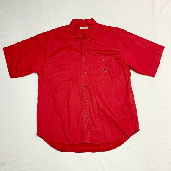 Vintage 90s Bugle Boy Company Red Short Sleeve Button Down Shirt Men's XL - Picture 2 of 8